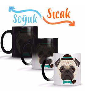 Pug Perfil Sihirli Kupa Bardak Porselen