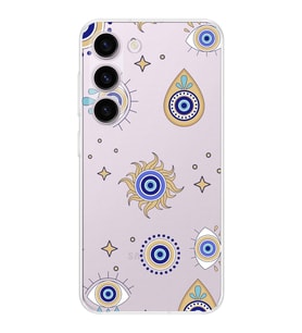 PrintiFy Samsung Galaxy S23 ile Uyumlu 1mm Slim Fit Nazar Boncuğu 5 Baskılı Şeffaf  Kılıf