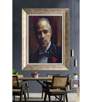 Tablore The Godfather Baba Filmi Yağlı Boya Dokulu Çerçeveli Kanvas Tablo Maskülen Ofis Duvar Dekoru