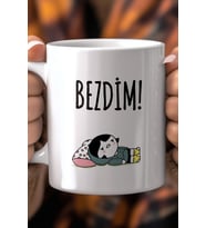 Bezdım Temalı Komik 330ml Baskılı Beyaz Seramik Kupa Bardak