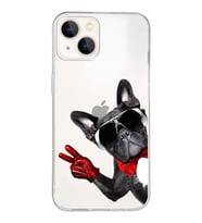 PrintiFy Apple  iPhone 13 Mini ile Uyumlu 1mm Slim Fit Köpek 2 050e Baskılı Şeffaf  Kılıf