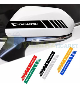 Daihatsu Logo Yan Dikiz Ayna Şerit Oto Sticker Etiket Yapıştırma Çıkartma 3 Çift ( 20 X 2 Cm Ölçü )