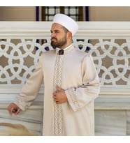 Lüks Kubbe Çift Bordur İmam Cübbesi Vizon