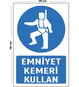 Metal Emniyet Kemeri Kullan 30 cm x 40 cm A3 Büyüklüğünde Uyarı Levhası Yönlendirme Tabelası