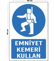 Metal Emniyet Kemeri Kullan 30 cm x 40 cm A3 Büyüklüğünde Uyarı Levhası Yönlendirme Tabelası