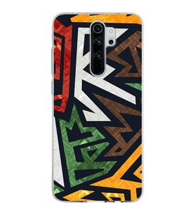Xiaomi Redmi Note 8 Pro Uyumlu Kapak Soyut Grafiti Tasarımlı Şeffaf Silikon Kılıf