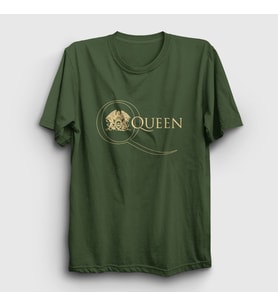 Presmono Unisex Haki Gold Logo Queen T-Shirt 101643tt (Haki)
