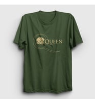 Presmono Unisex Haki Gold Logo Queen T-Shirt 101643tt (Haki)