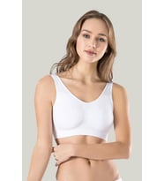 Kadın Beyaz Kalın Askılı Çıkarılabilir Pedli Örme Seamless Dikişsiz Basic Büstiyer