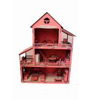 EDKZEKA -led Işıklı Ahşap Oyun Evi-büyük Boy (76cm X 57cm X 25cm)