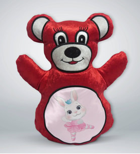 BK Gift Tatlı Tavşan Tasarımlı Kırmızı Ayıcık Yastık-1