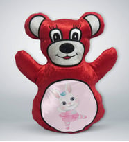 BK Gift Tatlı Tavşan Tasarımlı Kırmızı Ayıcık Yastık-1