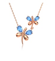 Rose Aqua Taşlı İkili Yusufçuk Gümüş Kolye