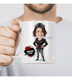 Kişiye Özel Maceracı Kadın Karikatürlü Kupa Bardak
