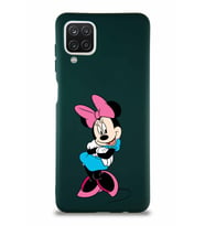 Samsung Galaxy A12 Soft Premier Kapak Minnie Mouse-D Tasarımlı Silikon Kılıf - Yeşil (Şeffaf)