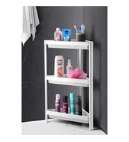 3 Katlı Üçgen Köşe Rafı - Plastik - Banyo, Mutfak, Balkon, Kiler Düzenleyici Raf (Beyaz)