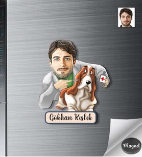 Kişiye Özel Veteriner Hekim Erkek Ahşap Magnet -3