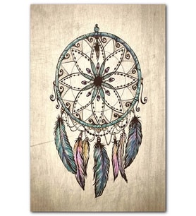 CakatabloSarı Ahşap Zeminde Dream Catcher Figürü Görseli MDF Tablo