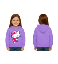 Unisex hello kity  Baskılı Çocuk Swaetshirt  Baskılı Kapüşonlu 3 İplik Şardonlu (Lila)