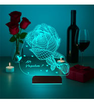 Luvivia Sevgiliye Hediye Gül Kişiye Özel 3D Lamba - Masa Gece Lambası