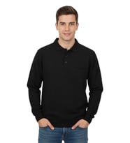 Erkek Büyük Beden Polo Yaka Cepli Selanik Sweatshirt BGL-ST04978 (Siyah)