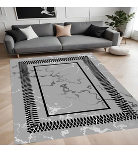 Eliana Home Dijital Baskı Yıkanabilir Kaymaz Taban Salon Halısı Ve Yolluk LNA0845-FNL55 (Gri)
