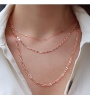 İtalyan Modeli 3 Zincir Rose Gold Taşsız Trend Kolye