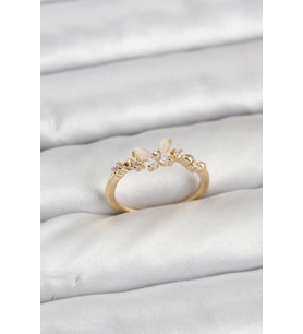 pilelistore Kelebek Model Gold Renk Pirinç Kadın Yüzük - TJ-BYK3921
