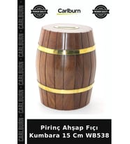 Özel Üretim Dekoratif Hediyelik Pirinç Ahşap Fıçı Kumbara 15 Cm WB538