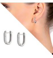 Starlight Diamond Mikro Zirkon Taşlı U Tasarım 925 Ayar Gümüş Küpe (Beyaz-Gri)