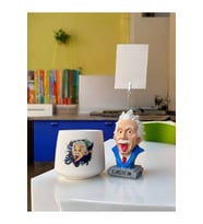 Albert Einstein Temalı Fotoğraf Not Tutacak ve Kalemlik Saksı Mumluk Seti Ofis masası Hediyelik