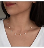 Doğan Diamond - 925 Ayar Gümüş Doğal İnci Kolye - Collezione Di Edera (Altın-Gümüş)