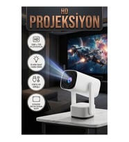HD 720p Projeksiyon Cihazı – 1280 x 720 Çözünürlük, 10.000 Saat Ampul Ömrü, USB ve AV Girişli