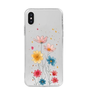 Iphone XSMAX Uyumlu Çiçek Tasarımlı Şeffaf Telefon Kılıfı