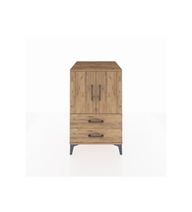 Kronos Komodin 2 Raflı 2 Çekmeceli 2 Kapaklı 60x59x96 Çam-Çam