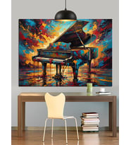 Piyano Müzik Soyut Renkli Dekoratif Kanvas - Mdf Ahşap Tablo