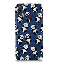 Huawei Y7 2019 Uyumlu Lansman Kılıf Panda Tasarımlı İçi Kadife Kapak-Lacivert (Şeffaf)