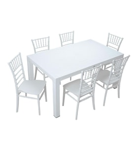 Mandella Wood 90x150 Silver Tifany Sandalye Masa Takımı Beyaz