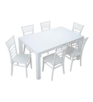 Mandella Wood 90x150 Silver Tifany Sandalye Masa Takımı Beyaz