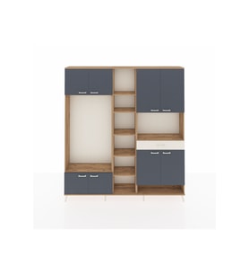 Arges Dolap 12 Raflı Tek Çekmeceli 8 Kapaklı 220x30x243 Çam-Antrasit/Aytaşı
