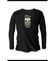 Hair Skull Uzun Kollu Bisiklet Yaka Erkek Siyah T-Shirt