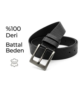 Growish GK0017 BATTAL BOY Hakiki Floter Dokulu Deri Büyük Beden Tek Parça Paslanmaz Toka Eni 4,5 Cm Köprülü Siyah Spor Klasik Erkek Kemer