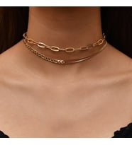 Altın Rengi Gerdanlık Kolye Kadınlar İçin 2 Kat Zincir Kolye Kuşgözü Şavin Asansör Ezme  Kolye