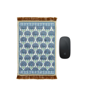 Bursa İpek Mavi Dekoratif Küçük Halı Mousepad