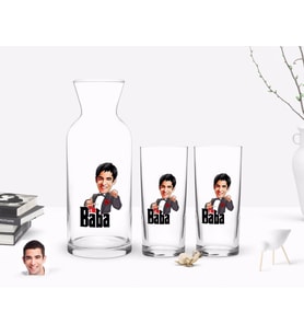 BK Gift Kişiye Özel Renkli Baskılı Godfather Baba Karikatürlü İkili Rakı Bardağı ve Karaf Hediye Seti-7 (Model 1)