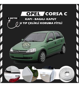 Opel Corsa C Oto Araç Kapı Koruma Fitili 5metre Parlak Beyaz Renk