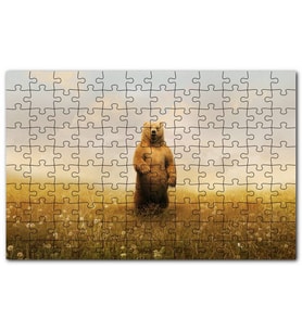 Cakapuzzle Sisli Çayırda Ayakta Duran Boz Ayı Puzzle Yapboz MDF (Ahşap) (120 Parça)