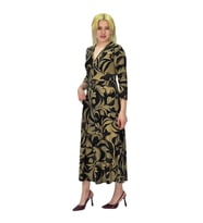 Kadın Viskon Çiçekli V Yaka Elbise BGL-ST03534 (Camel)