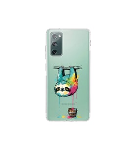 Samsung Galaxy S20 FE ile Uyumlu Splash Tembel Hayvan Tasarımlı Şeffaf Silikon Kılıf