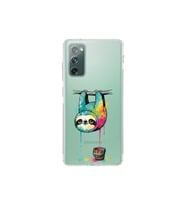 Samsung Galaxy S20 FE ile Uyumlu Splash Tembel Hayvan Tasarımlı Şeffaf Silikon Kılıf